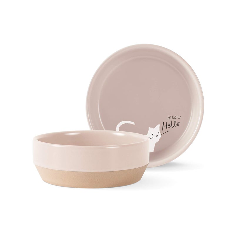 Fringe Studio Whisker Cat Meow Small Stoneware Pet Bowl (478001),Blush - Image 2